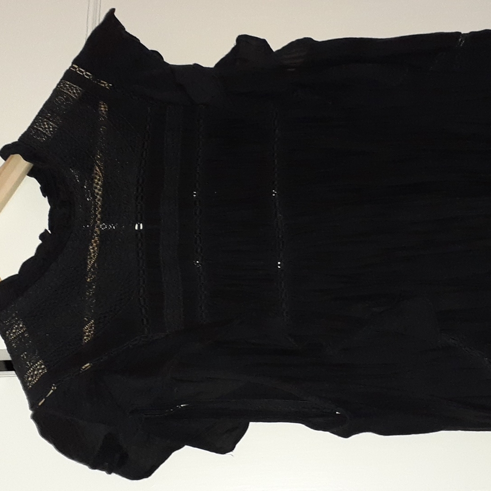 Isabel Marant ETOILE Layona black voile & lace floaty blouse